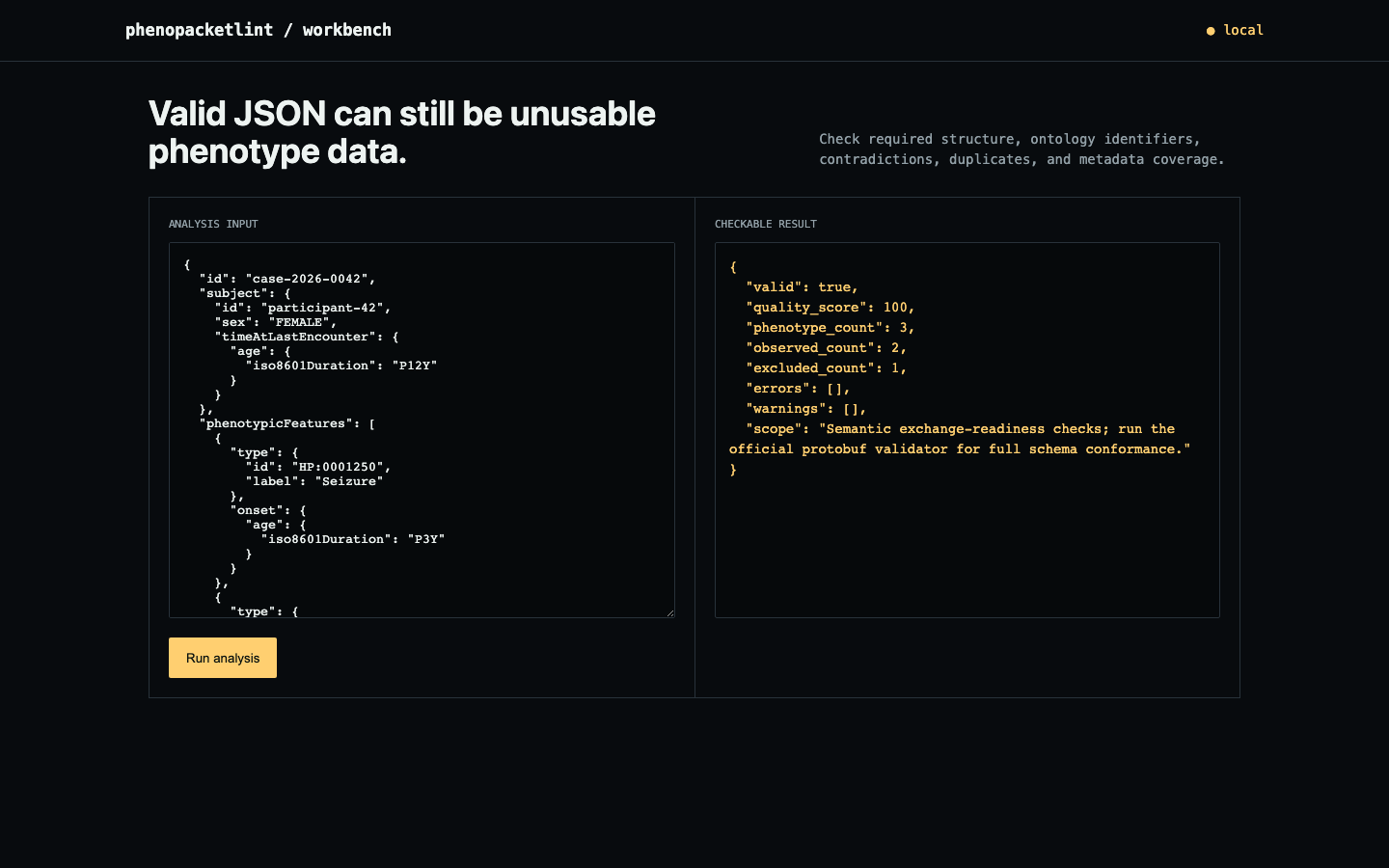 phenopacketlint working browser demo